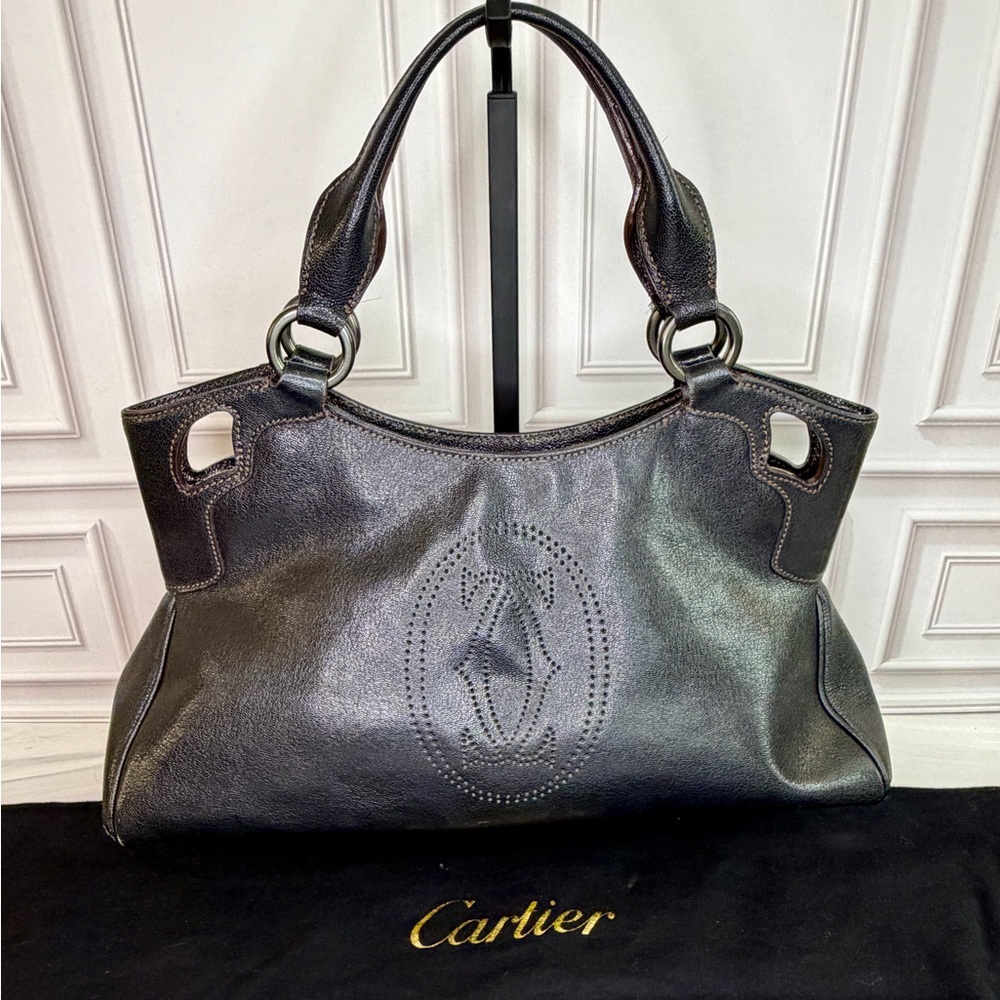 Cartier Vintage Marcello Black Leather Shoulder Bag Like New Condition Dust Bag - Picture 2 of 13